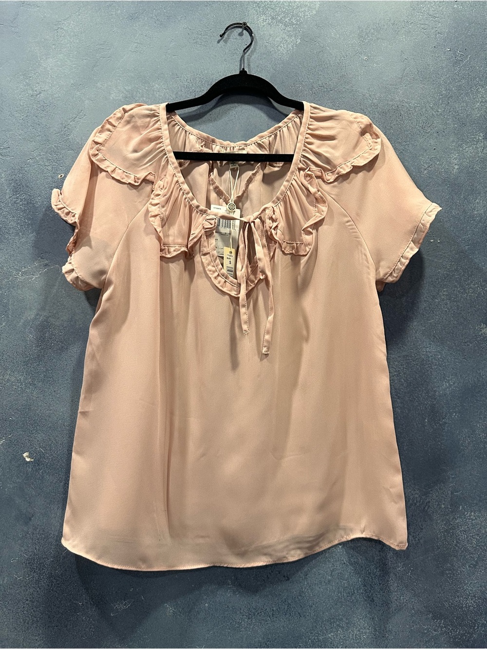 Max Studio Ruffle Tie-Neck Blouse - Light Pink